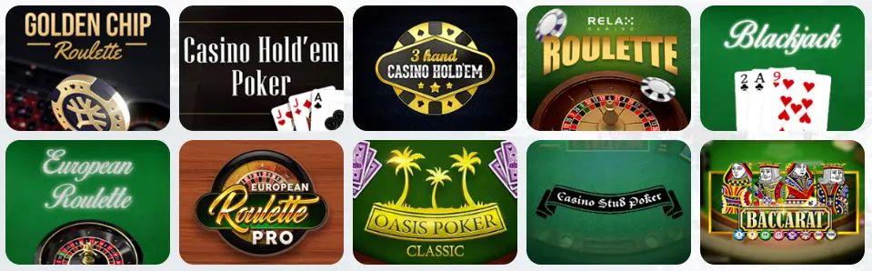 Jeux de table au Win Paradise Casino