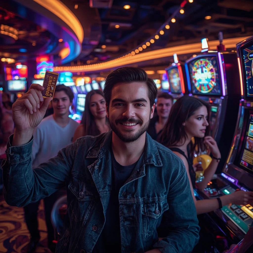une personne tenant un bonus Win Paradise Casino